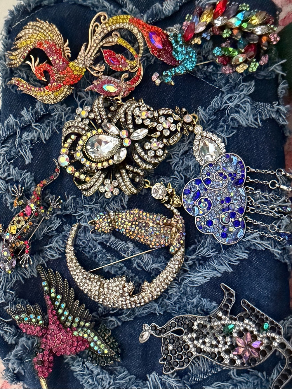Assorted Multicolor Women's Crystal Brooch Set by